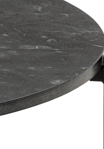 ACT NORDIC Lamoine Couchtisch, rund – schwarzes Izmir-Melamin und schwarzer Stahl (70)