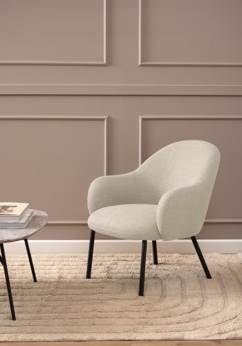 ACT NORDIC Spencer lenestol, med armlener - beige stoff og svart stl