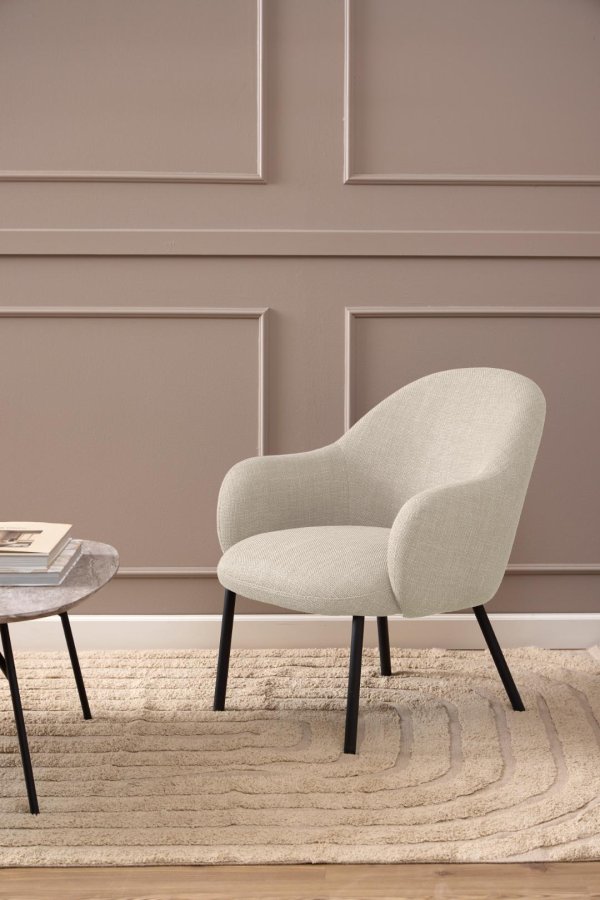 ACT NORDIC Spencer lenestol, med armlener - beige stoff og svart stl