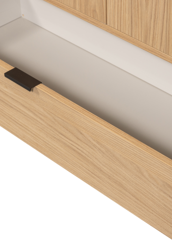 WOOOD Silas skp, med 2 dörrar, 2 hyllor och 1 lda - ekmelamin och svart metall