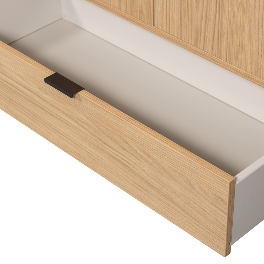 WOOOD Silas skp, med 2 dörrar, 2 hyllor och 1 lda - ekmelamin och svart metall