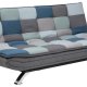 ACT NORDIC Faith Schlafsofa, mit Klick & Klack – mehrfarbiger/grauer Patchworkstoff und Chromstahl (196x98)