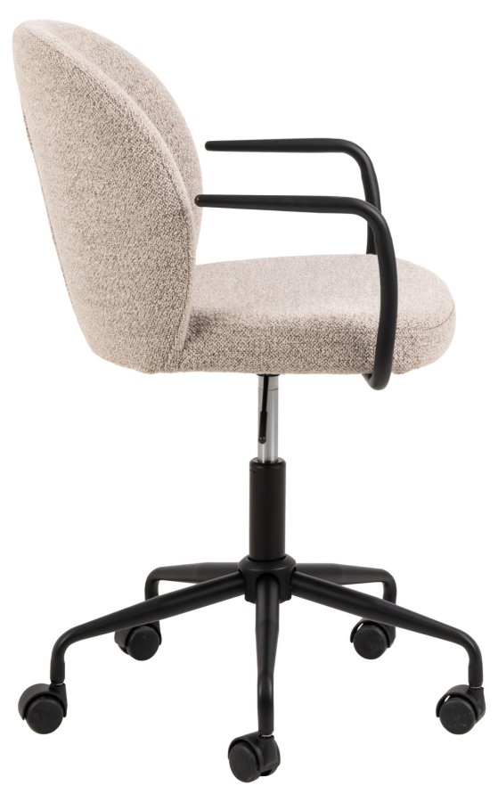 ACT NORDIC Patricia Schreibtischstuhl, mit Armlehnen, Rollen, Drehfunktion – beiger Stoff und schwarzer Stahl