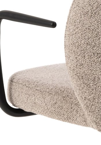 ACT NORDIC Patricia Schreibtischstuhl, mit Armlehnen, Rollen, Drehfunktion – beiger Stoff und schwarzer Stahl