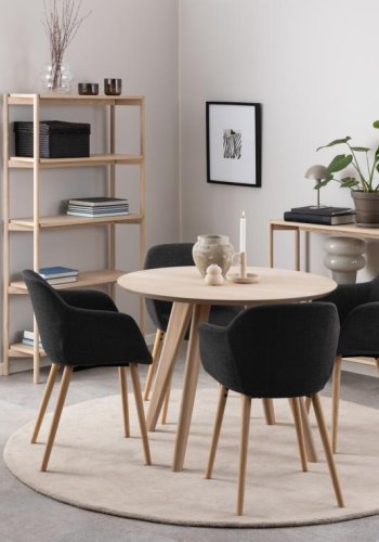 ACT NORDIC Townsville Esstisch, rund, weiß pigmentiertes Eichenfurnier und weiß pigmentierte Eiche (100)