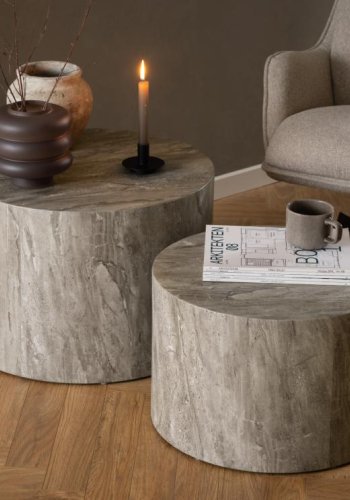 ACT NORDIC Dice sofabord, rund - gr marmor river ru papir (58) (st med 2)