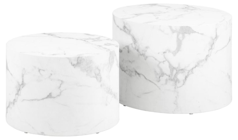 ACT NORDIC Dice sofabord, rundt - hvit marmor Carrara grovt papir (58) (sett med 2)