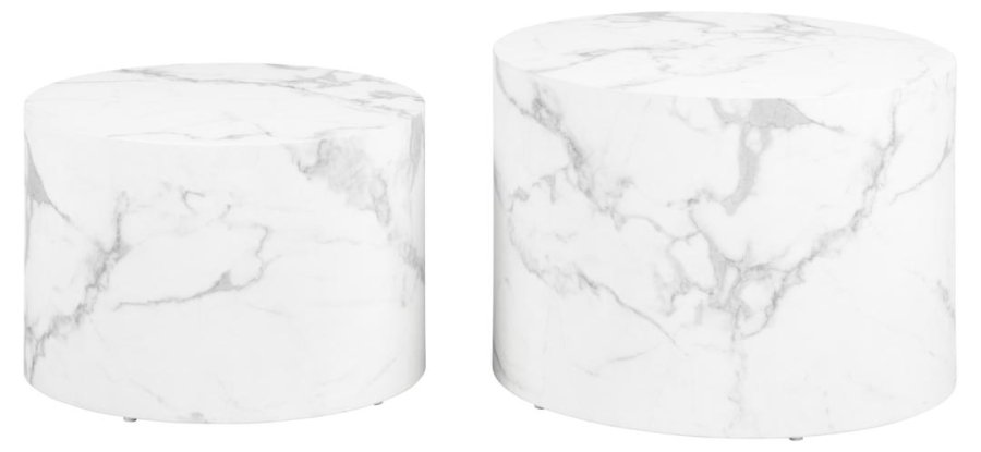 ACT NORDIC Dice sofabord, rundt - hvit marmor Carrara grovt papir (58) (sett med 2)