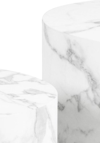 ACT NORDIC Dice sofabord, rundt - hvit marmor Carrara grovt papir (58) (sett med 2)