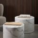 ACT NORDIC Dice sofabord, rundt - hvit marmor Carrara grovt papir (58) (sett med 2)