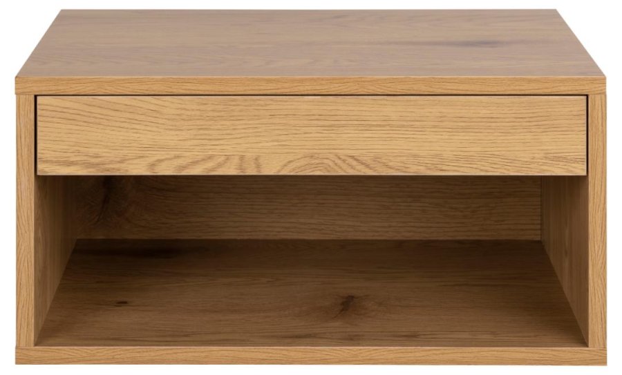 ACT NORDIC Cholet veggmontert nattbord, med 1 hylle og 1 skuff - matt vill eik grovpapp (50x35)