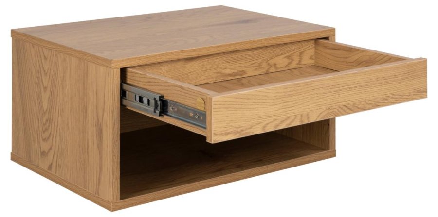 ACT NORDIC Cholet veggmontert nattbord, med 1 hylle og 1 skuff - matt vill eik grovpapp (50x35)