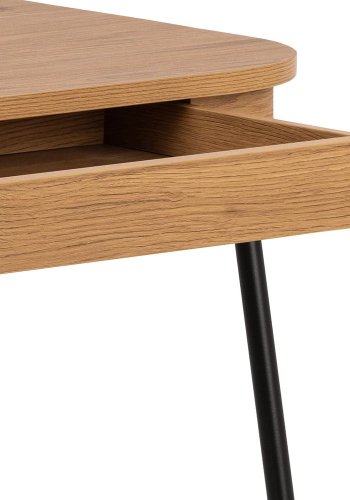 ACT NORDIC Blueton skrivebord, m. 2 skuffer - mat vild eg ru papir og sort stl (120x60)