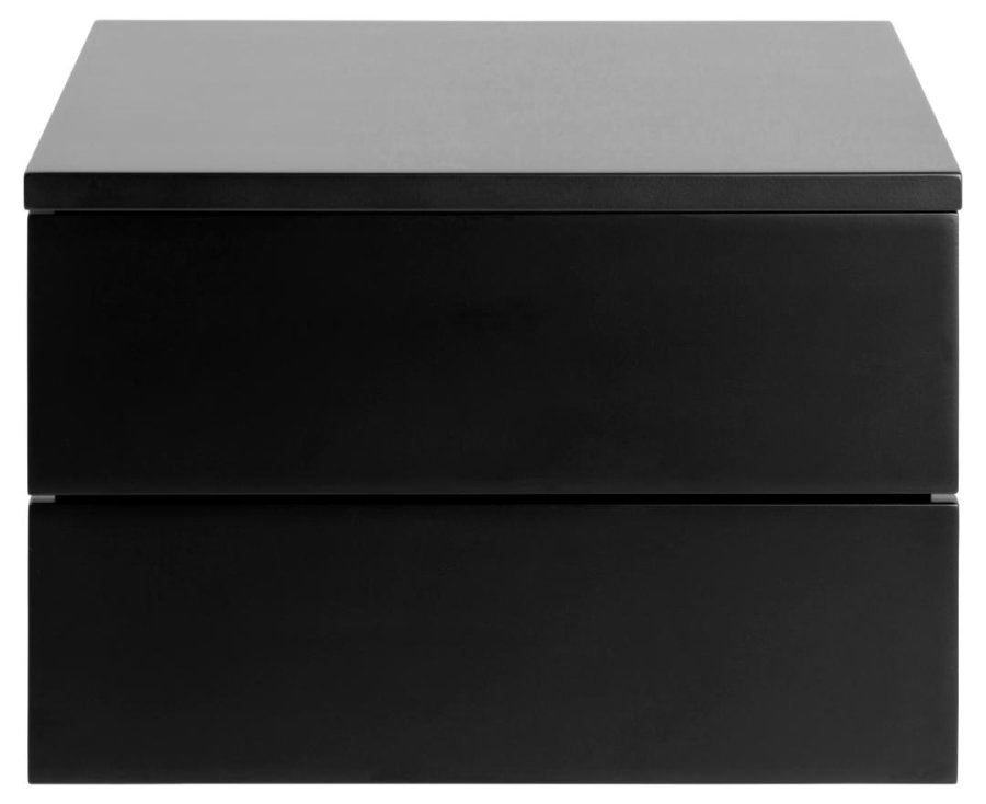 ACT NORDIC Avignon Wandnachttisch, mit 2 Schubladen - schwarzes MDF (37x32)