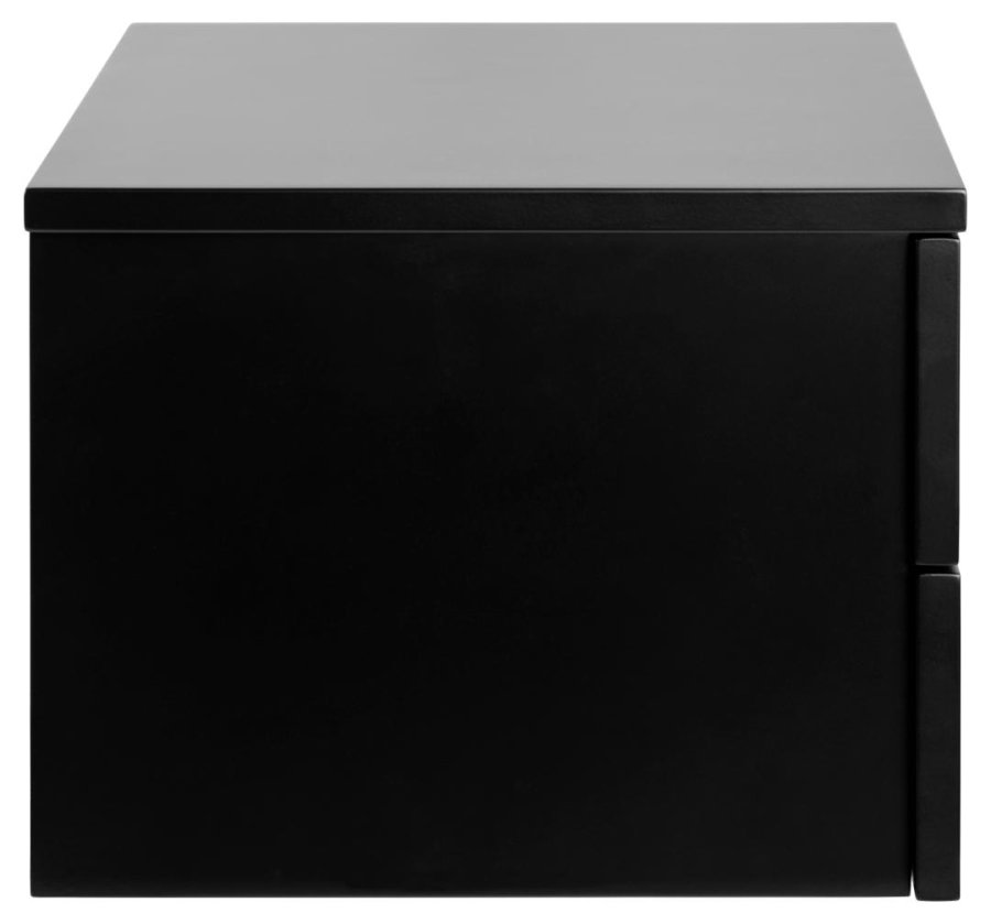 ACT NORDIC Avignon Wandnachttisch, mit 2 Schubladen - schwarzes MDF (37x32)