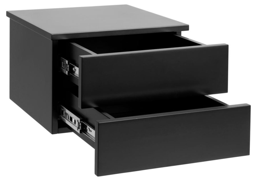 ACT NORDIC Avignon Wandnachttisch, mit 2 Schubladen - schwarzes MDF (37x32)