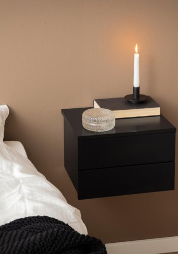 ACT NORDIC Avignon Wandnachttisch, mit 2 Schubladen - schwarzes MDF (37x32)