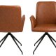 ACT NORDIC Naya Esszimmerstuhl, mit Armlehnen und Drehfunktion – Retro-Cognac-PU und schwarzer Stahl