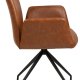 ACT NORDIC Naya Esszimmerstuhl, mit Armlehnen und Drehfunktion – Retro-Cognac-PU und schwarzer Stahl