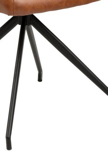 ACT NORDIC Naya Esszimmerstuhl, mit Armlehnen und Drehfunktion – Retro-Cognac-PU und schwarzer Stahl