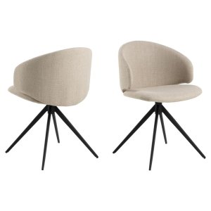 ACT NORDIC Ella spisebordsstol, m. drejefunktion - beige stof og sort stl