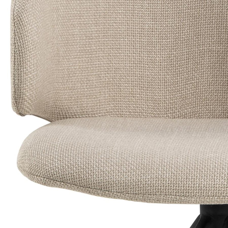 ACT NORDIC Ella Esszimmerstuhl, mit Drehfunktion – beiger Stoff und schwarzer Stahl