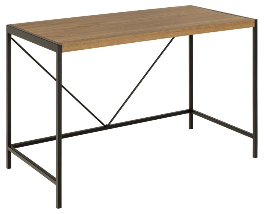 ACT NORDIC Bahamas skrivebord, rektangulr - mat rustik eg ru melamin og sort (120x60)