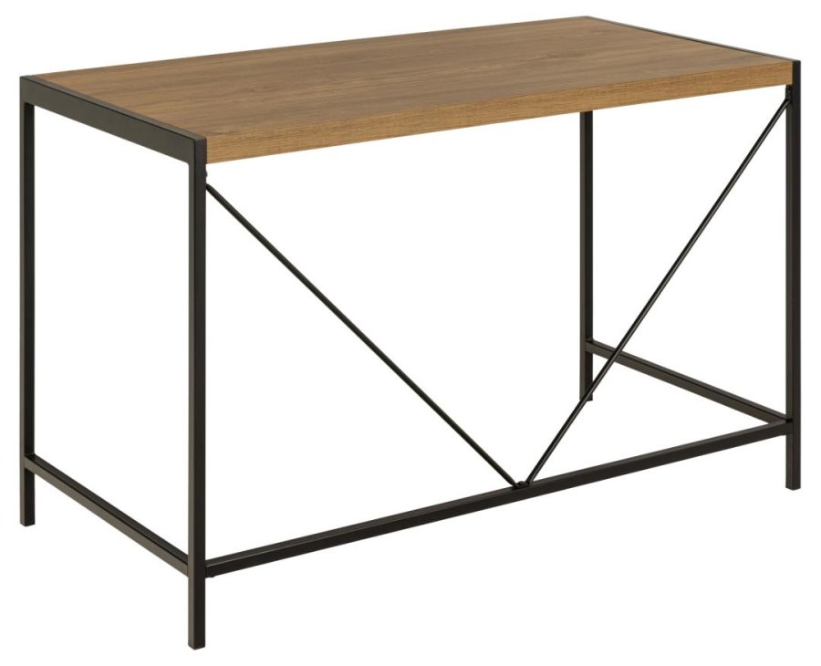 ACT NORDIC Bahamas skrivebord, rektangulr - mat rustik eg ru melamin og sort (120x60)