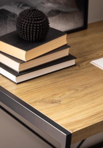 ACT NORDIC Bahamas skrivebord, rektangulr - mat rustik eg ru melamin og sort (120x60)