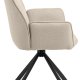 ACT NORDIC Glenda Esszimmerstuhl, mit Armlehnen und Drehfunktion – beiger Stoff und schwarzer Stahl