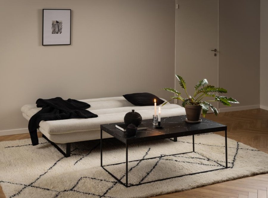 ACT NORDIC Arbonne sovesofa, m. horisontal syning - beige stof og sort stl (200x124)