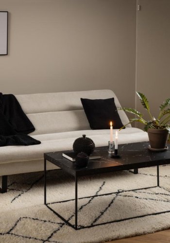 ACT NORDIC Arbonne sovesofa, m. horisontal syning - beige stof og sort stl (200x124)