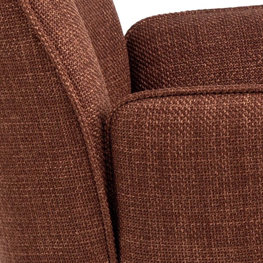 ACT NORDIC Glenda Esszimmerstuhl, mit Armlehnen und Drehfunktion – Terrakotta-Stoff und schwarzer Stahl