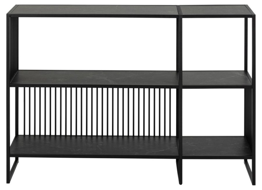 ACT NORDIC Strington Bücherregal, mit 2 Regalen – mattschwarzes Izmir-Melamin und mattschwarzer Stahl