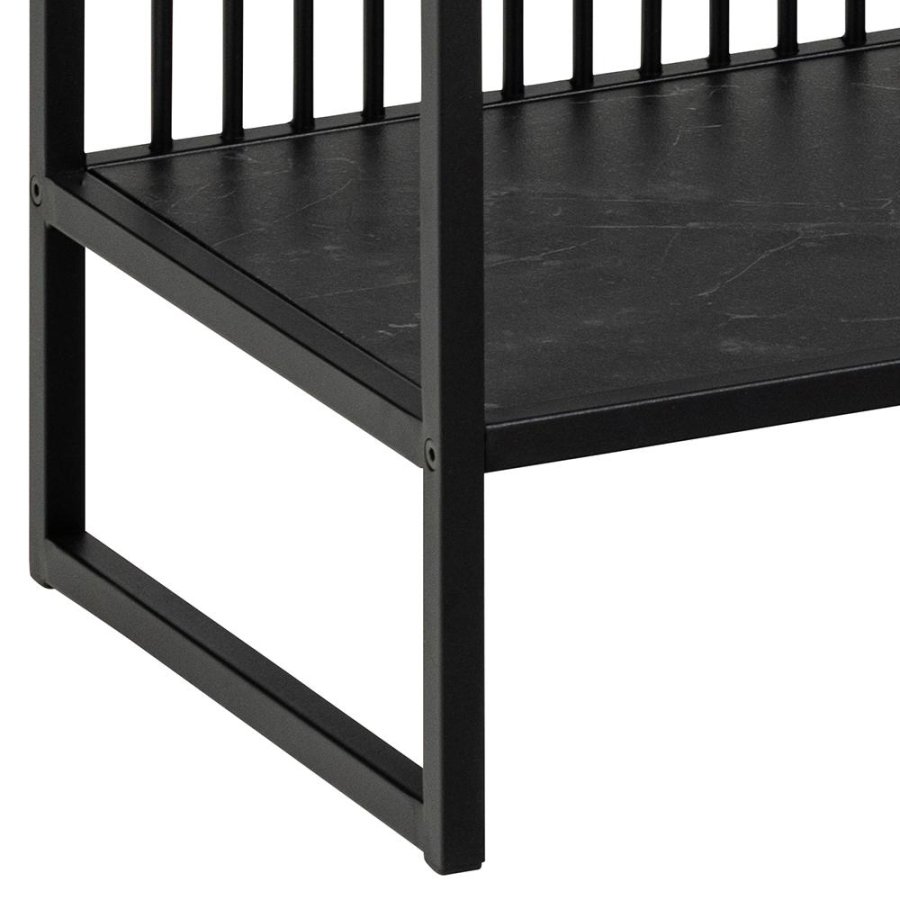 ACT NORDIC Strington Bücherregal, mit 2 Regalen – mattschwarzes Izmir-Melamin und mattschwarzer Stahl