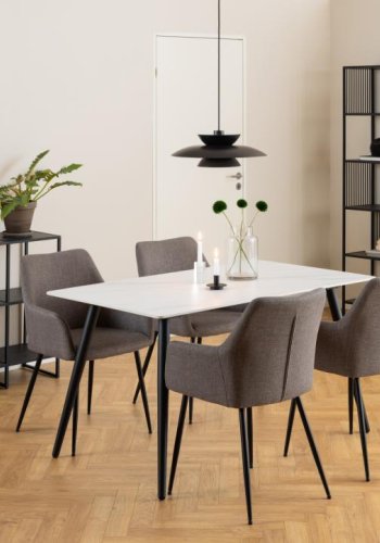 ACT NORDIC Strington Bücherregal, mit 2 Regalen – mattschwarzes Izmir-Melamin und mattschwarzer Stahl