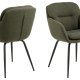ACT NORDIC Dora Esszimmerstuhl, mit Armlehnen, Nähten und Reißverschluss – grüner Stoff und schwarzer Stahl