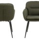 ACT NORDIC Dora Esszimmerstuhl, mit Armlehnen, Nähten und Reißverschluss – grüner Stoff und schwarzer Stahl