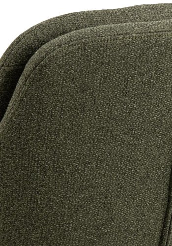 ACT NORDIC Dora Esszimmerstuhl, mit Armlehnen, Nähten und Reißverschluss – grüner Stoff und schwarzer Stahl