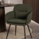 ACT NORDIC Dora Esszimmerstuhl, mit Armlehnen, Nähten und Reißverschluss – grüner Stoff und schwarzer Stahl
