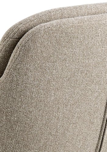 ACT NORDIC Dora Esszimmerstuhl, mit Armlehnen, Nähten und Reißverschluss – beiger Stoff und schwarzer Stahl