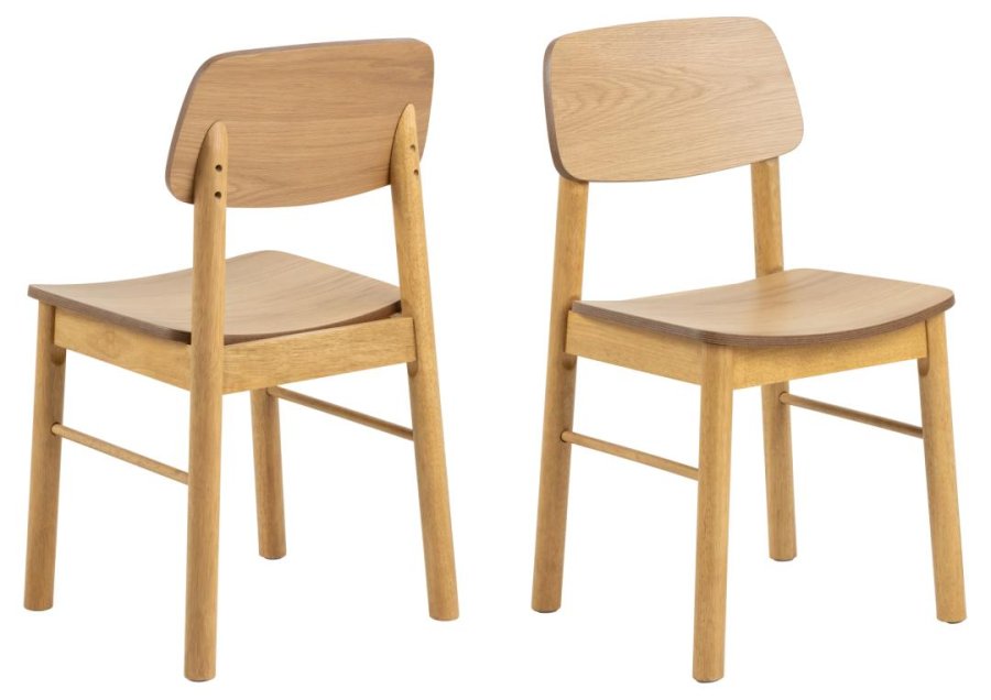 ACT NORDIC Barlow Esszimmerstuhl - Eiche matt, Acryllack, Eichenfurnier und Eiche matt gebeizt, Acryllack, Gummibaumholz