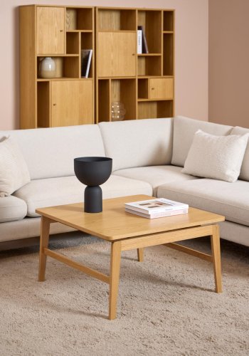 ACT NORDIC Essex Couchtisch, quadratisch - UV-lackiertes Eichenfurnier und NC-Lack-Eiche (80x80)