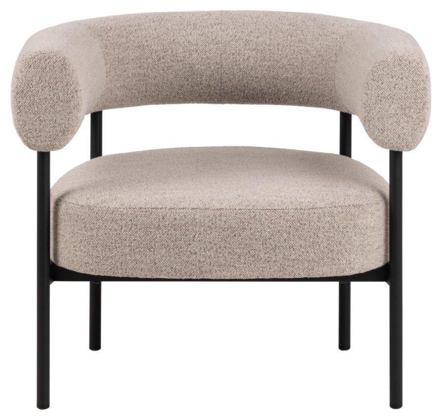 ACT NORDIC Oakfield loungestol, m. armln og posefjedre - beige stof og mat sort stl