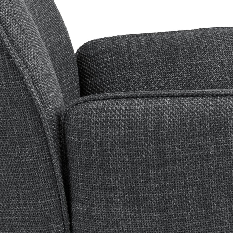 ACT NORDIC Glenda Esszimmerstuhl, mit Armlehnen und Drehfunktion - dunkelgrauer Stoff und schwarzer Stahl