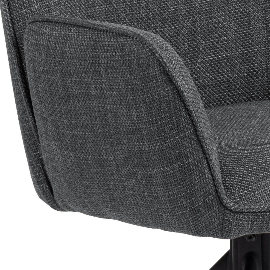 ACT NORDIC Glenda Esszimmerstuhl, mit Armlehnen und Drehfunktion - dunkelgrauer Stoff und schwarzer Stahl