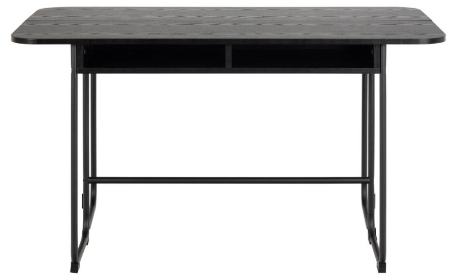 ACT NORDIC Darlington spisebord, med 1 ileggsplate - sort ask grov melamin matt sort stl (40/80x140)