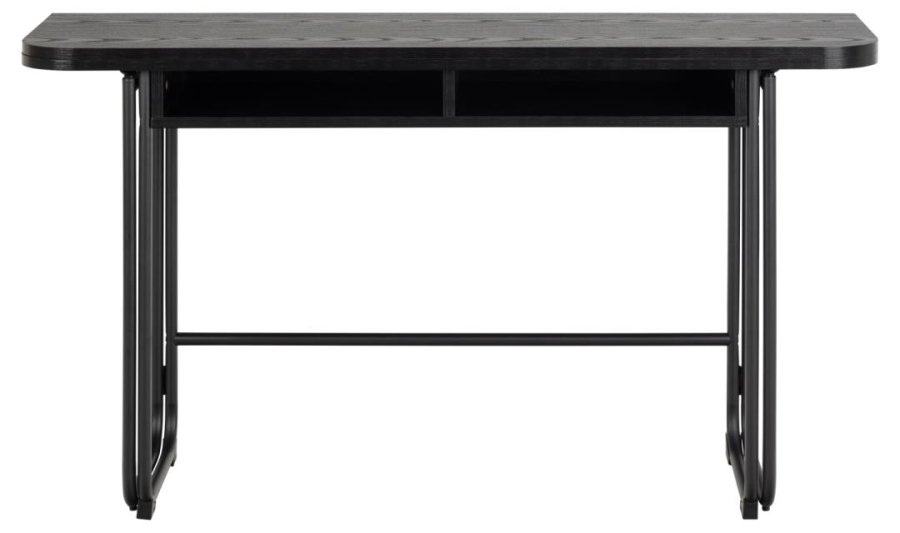 ACT NORDIC Darlington spisebord, med 1 ileggsplate - sort ask grov melamin matt sort stl (40/80x140)