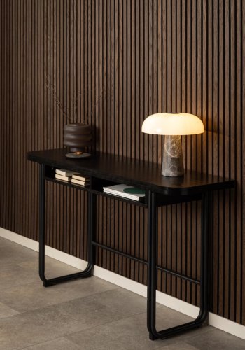 ACT NORDIC Darlington spisebord, med 1 ileggsplate - sort ask grov melamin matt sort stl (40/80x140)