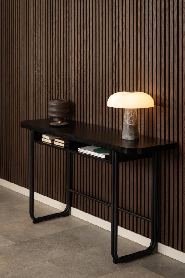 ACT NORDIC Darlington spisebord, med 1 ileggsplate - sort ask grov melamin matt sort stl (40/80x140)